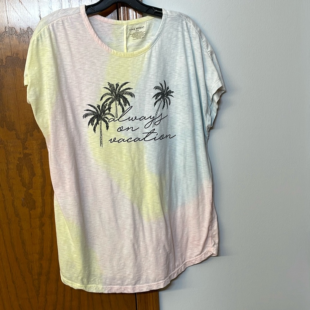 LANE BRYANT UGC Womens Sz 14/16Tee Always On Vacation Tropical Watercolor shirt - Picture 2 of 9